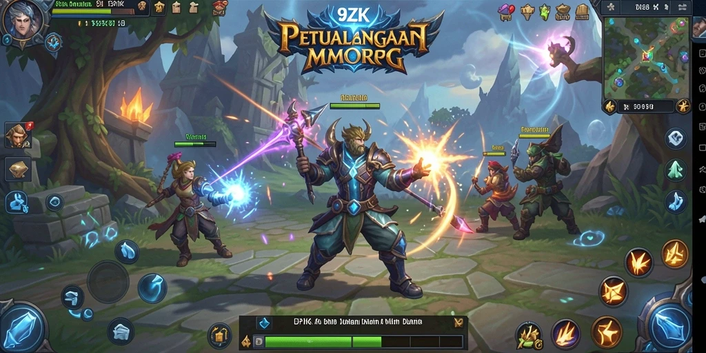 Screenshot gameplay 9ZK yang menunjukkan aksi pertempuran yang mendebarkan.