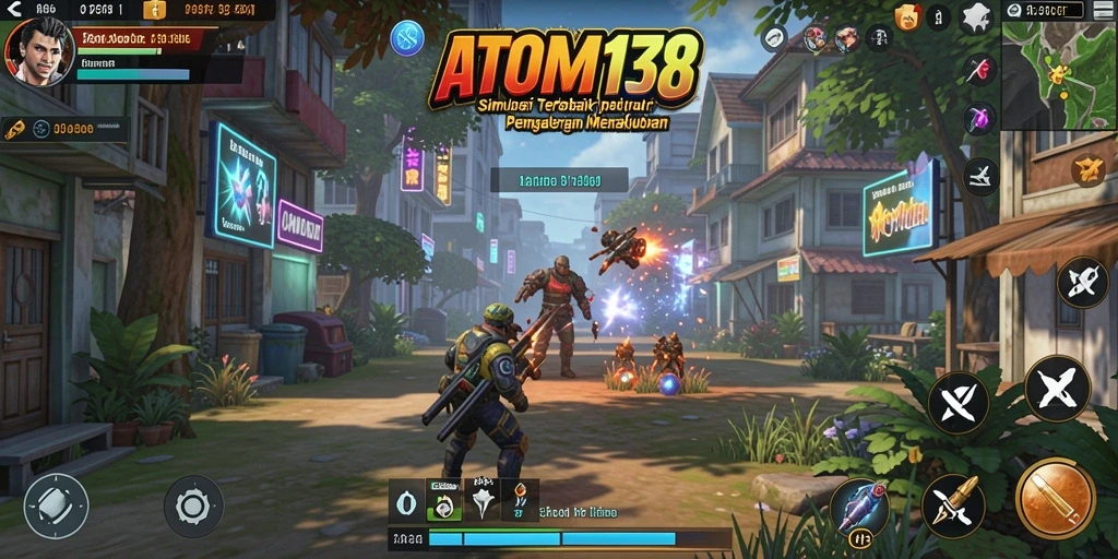 Tangkapan layar utama ATOM138 menampilkan gameplay simulasi yang menarik.