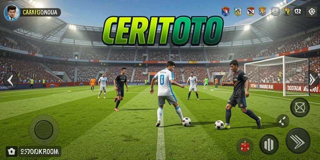 Tampilan gameplay menarik dari CERITOTO dengan aksi sepak bola.