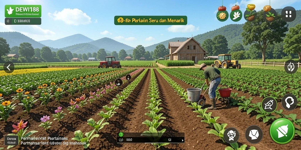 Screenshot gameplay DEWI188 dengan aktivitas pertanian yang menyenangkan.