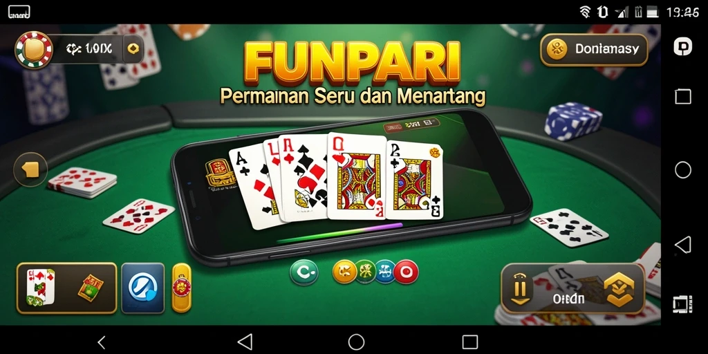 Tampilan gameplay seru dalam permainan domino FUNPARI.