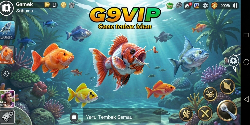 Tangkapan layar gameplay G9VIP yang menampilkan aksi Tembak Ikan seru.