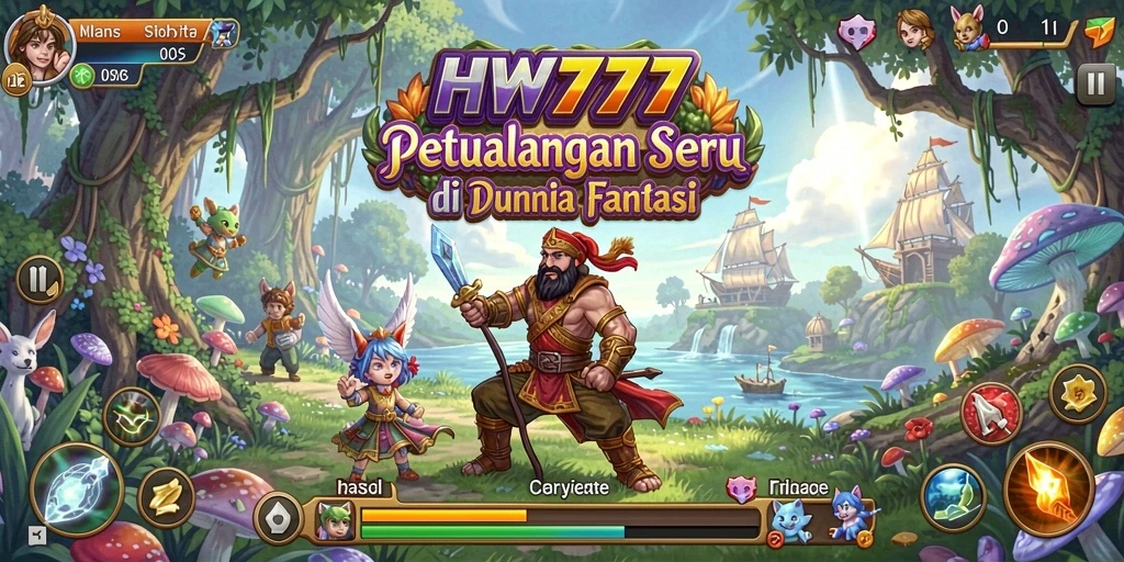 Tangkapan layar HW777 menunjukkan aksi seru dalam dunia petualangan fantastis.