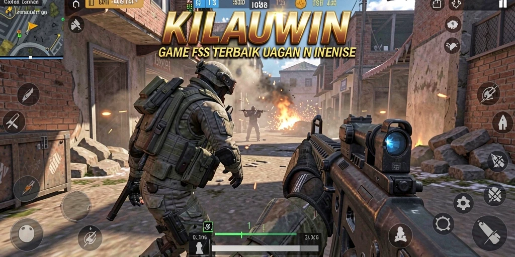 Screenshot gameplay KILAUWIN menampilkan aksi tembak-menembak yang mendebarkan.