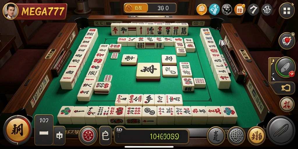 Tampilan gameplay MEGA777 dengan desain Mahjong yang menarik.