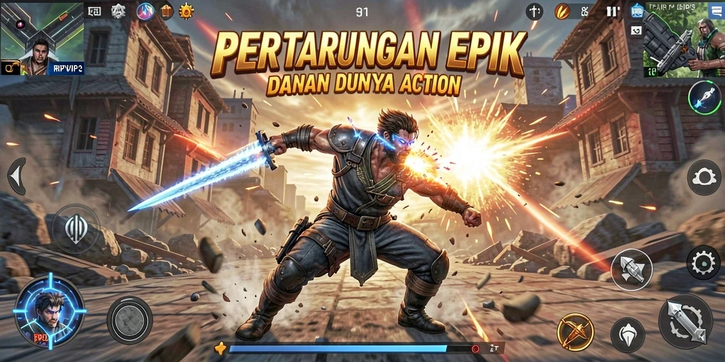 Gameplay RPVIP3 yang menegangkan dan seru dalam aksi pertarungan.