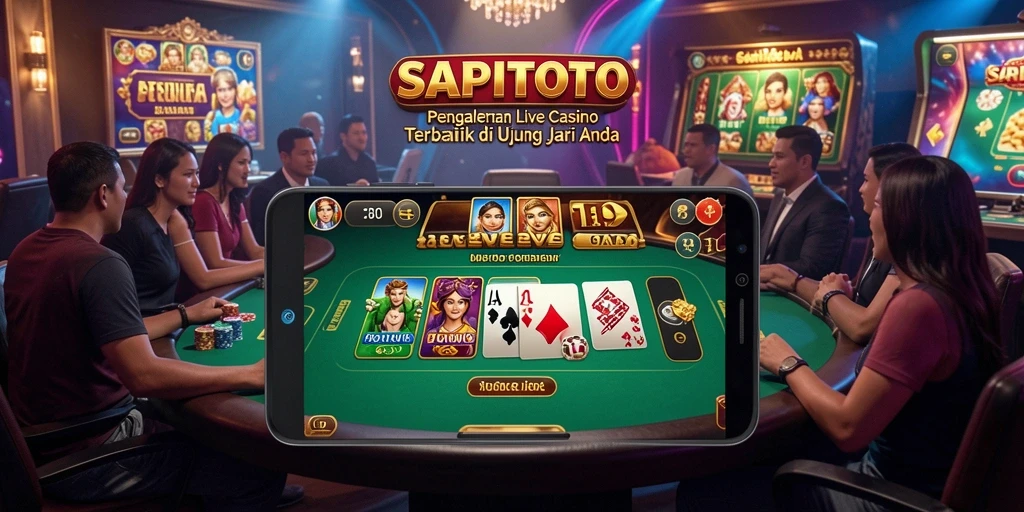 Screenshot SAPITOTO menampilkan dealer live dan interaksi pemain.