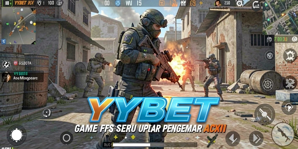 Tangkapan layar menunjukkan aksi tembak-menembak yang intens dalam YYBET.
